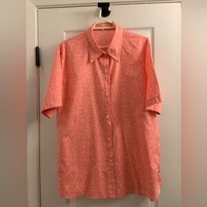 Source Unknown Coral Floral Button Down Shirt